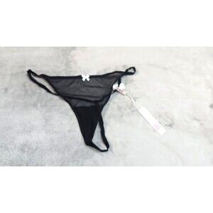 NEW Adore Me Size XL Black Lace Floral Mesh Thong NWT